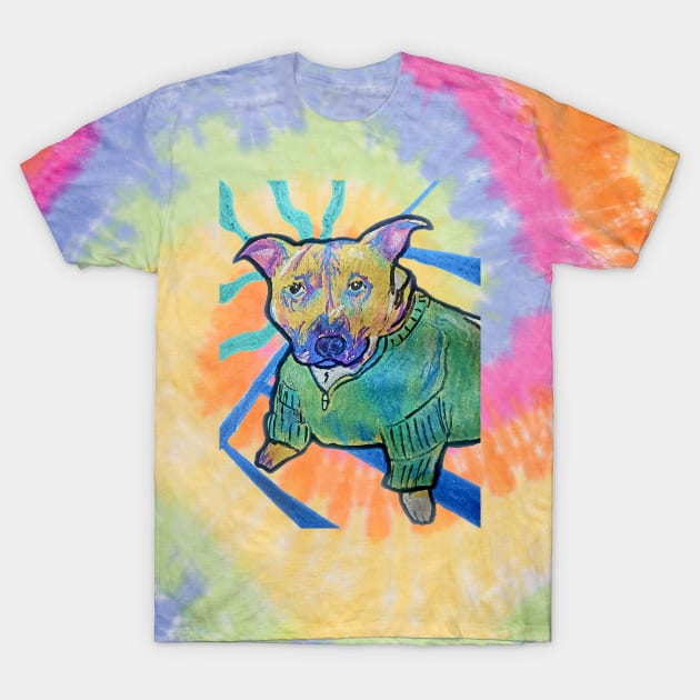 Shiny Staffy - Traditional Art - Metalic Paint. T-Shirt by DopamineDumpster